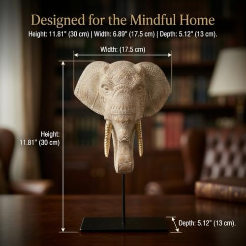 Carved Wood Elephant Statue Home Decor Living Room Luxury Gift - Image 3