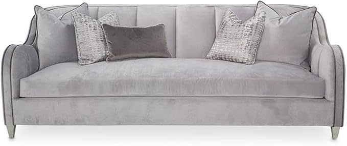 MICHAEL AMINI Roxbury Park 94" W Velvet Sofa in Steel Gray/Slate by Michael+Amini
