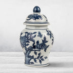 Creative Co-Op Decorative Ceramic Ginger Jar with Domed Lid, Blue & White - Image 6