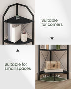 CHOEZON 4-Tier Corner Shelf, Industrial Corner Bookshelf, 47.6" Corner Storage Stand, Plant Stand Display Shelf, Corner Bookcase for Bedroom, Living Room, Home Office, Black TCJ09BB - Image 3