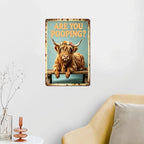 Funny Highland Cow Floral Crown Art with ARE YOU POOPING? Quote,Solid Durable Aluminum Sign,Vintage Farmhouse Decor for Bathroom Restroom Wall, Multipurpose Novelty Home Gift Plaque 8 x 12 Inch - Image 2