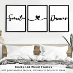 3D Wood Sweet Dreams Wall Decor Above Bed Decors, Bedroom Wall Art 36x16”, Black Wall Decor for Bedroom (12x16 inches, Set of 3, Framed) - Image 4