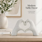 9.4" W White Heart Hands Sculpture, Modern Love Decor - Image 4