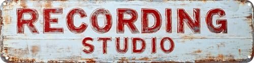 Vintage Tin Recording Studio Sign Retro Metal Sign for indoor Decoration - indoor Funny Wall Art Plaque 4x16 Inch by VintageTinSign
