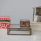 Creative Co-Op Long Brass and Glass Display Box with Scalloped Edges and Antique Finish, Brass Color - Image 3