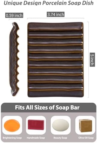 Zoeeker Bar Soap Holder, Ceramic Soap Dish Japanese Style for Countertop - Image 3