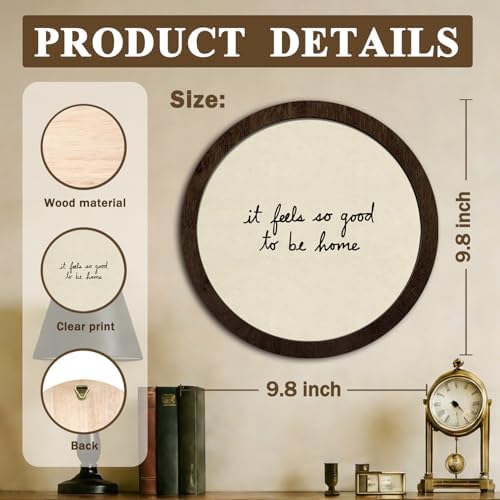 CFFJLHN Rustic Farmhouse Wall Art Decor, Oh It's So Good to Be Home Motivational Neutral Minimalist Round Wood Hanging Wall Decor for Home Bedroom Living Room, 10x10 Inch - Image 7