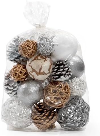 ANDALUCA Decorative Balls Orbs Bag (Silver Pinecone) - Image 2