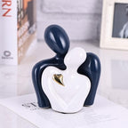 Mini Couple Ceramic Small Statue, Romantic Couple Figurine for Home Decor, Tv Stand, Living Room Nick nacks, Dresser for Bedroom, Shelves, Valentine, Items for Wedding Decor (Blue White and Gold) - Image 4
