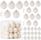 Velvet Christmas Ball Ornaments - 30pcs Flocked Christmas Ornaments Set Shatterproof Classic Hanging Xmas Tree Decorations with Rope for Wreath Holiday Home Decor (Cream) - Image 2