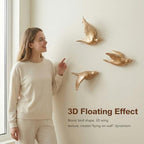 suruim 3D Birds Wall Decor Set of 3 Resin Wall Sculpture(Gold) - Image 6
