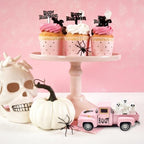 Pink Halloween Ghost Decor Vintage Metal Truck with 3 Mini Ghost Figurines - Image 4
