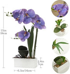 Artificial Real Touch Orchid Flowers with White Ceramic Vase, Lavender - Image 2