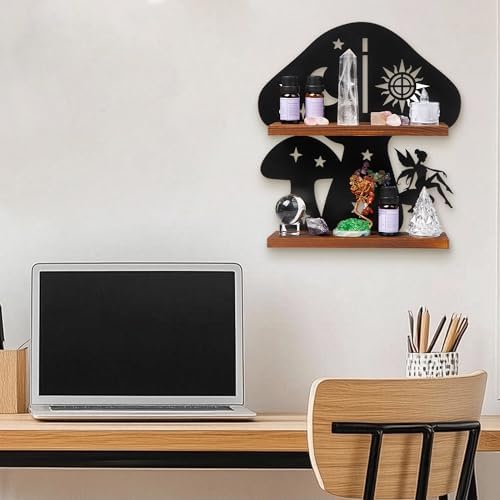 Wooden Mushroom Shelf with Iron Backing - Witchy Room Decor & Display Stand - Image 6