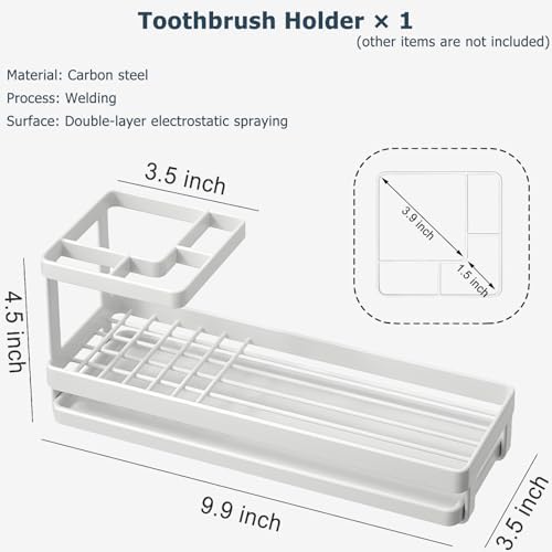 Toothbrush Holders for Bathrooms, 4 Slots Metal Tooth Brushing Organizer - Image 2