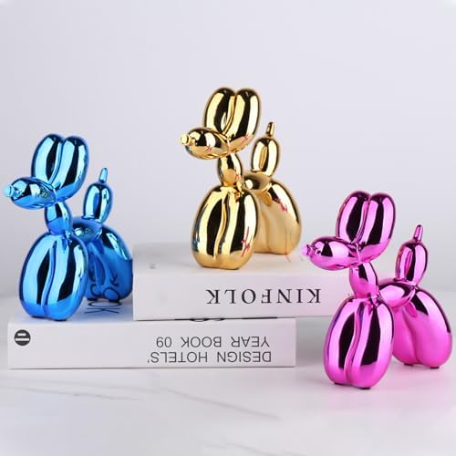Balloon Dog Sculpture Modern Home Decor Collectible Figurines Funky Statues for Bedroom Trendy Animal Decor for Coffee Table Living Room Decor, 11.8 * 11.8 * 4.7inch, Gold - Image 6