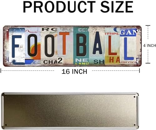 Football Decor Vintage Football Tin Sign Sports Decor For Boys Bedroom Poster Metal Street Signs For Bedroom Man Cave Wall Decoration 16 X 4 Inches - Image 2