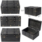 Vintage Wooden Treasure Chest,Decorative Pirate Box with Sturdy Hinged Lid - Image 2