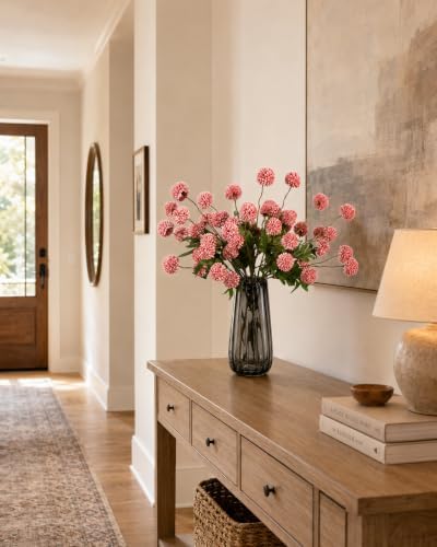 Neutral Pink Chrysanthemums with Vase,fall fakeflowers for inside Decor - Image 7