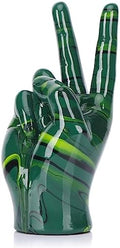 LCCCK Emerald Green Home Decor Peace Symbol Statue, Creative Hand Gesture Peace Sign Decor, Emerald Green Fingers Sculpture for Living Room Bedroom Coffee Table, Desktop, Bookshelf by LCCCK