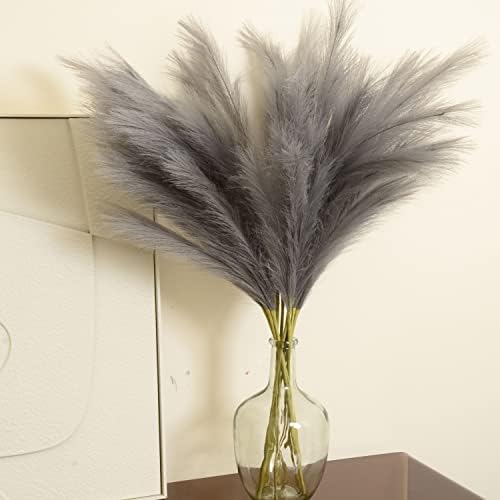 Faux Pampas Grass, Set of 9 Stems 37'' Tall Fluffy Fake Pompas Floral, Large Artificial Pompous Branches for Floor Vase Fillers, Pompas Decorativas, Boho Farmhouse Wedding Home Decor(Grey) - Image 3