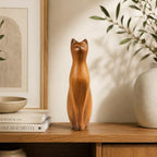 Comfy Hour Cat Sculpture Statue, 8 Inch Sitting Feline Figurine, Polyresin Wood-Look Brown Finish, Modern Farmhouse Shelf Decor for Indoor Home Accent, 1 Unit - Image 2