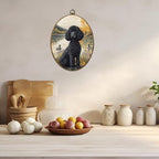 CUANFDDSF Vintage Black Poodle Oval Wall Art Decor, Poodle Gifts for Women Wall Hanging Decor, Cottage Core Farmhouse Lakeside Dog Duck Framed Canvas Prints for Home Bedroom Living Room, 8.6x11.4 Inch - Image 5