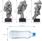 aboxoo Large 3 Pcs Thinker Statue, Silence is Gold Resin Sculptures Decor - Image 2
