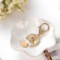 JAMEND CLXP Ring Dish, Kiln Glaze Jewelry Trinket Tray, Gifts for Women I Lotus Leaf Necklace Earrings Holder on Nightstand Bathroom, Ceramic Cute Key Bowl, White. All Jewelries Are NOT Included. by JAMEND+CLXP