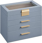 SONGMICS Jewelry Box Organizer, 4-Layer Storage with 3 Drawers, Glass Lid by SONGMICSbySONGMICSHOME