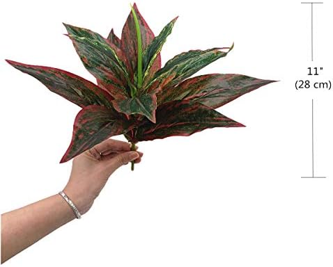 CATTREE Fake Plants Artificial Plant Outdoor Shrubs Faux Grass Plastic Leaves Greenery Bushes Home Garden Wedding Party Decorations Indoor Office Yard UV Resistant Planter Filler Red 2 Pack - Image 3
