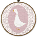 dvhdajed Coquette Pink Bow Goose Round Wall Art Decor, Preppy Goose Framed Canvas Art, Pink Nursery Wall Decor,Gooses Floral Wall Hanging Decor for Baby Nursery Bedroom Living Room, 10x10 In by dvhdajed