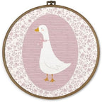 dvhdajed Coquette Pink Bow Goose Round Wall Art Decor, Preppy Goose Framed Canvas Art, Pink Nursery Wall Decor,Gooses Floral Wall Hanging Decor for Baby Nursery Bedroom Living Room, 10x10 In by dvhdajed