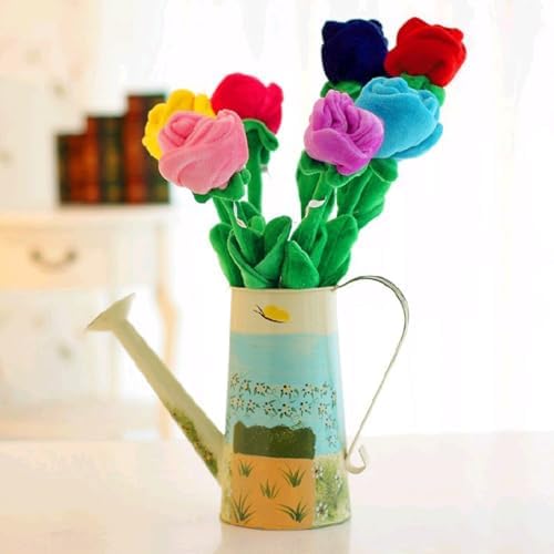 8Pcs Stuffed Rose Flower, 18 Inch Artificial Plush Rose Bouquet with Bendable Stems for Valentine's Day Gift, Room Decor, Curtain Tieback, Nursery Bedding Accent, Graduation Keepsake - Image 2
