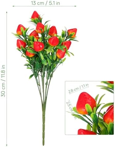 STOBAZA 6 Pcs Artificial Strawberry Stems 10.6 Inch Faux Red Fruit Branches for Home D Cor Summer Vase Arrangements Baby Shower Centerpieces and Cottagecore Kitchen Tiered Tray Decoration - Image 4