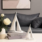 Saysmile Modern Sculptures Home Decor, Sailboat Decor Ornament, Boat Decorations Statue Decor, Art Sculptures and Statues, Sailboat Gifts Home Office Bathroom Shelf Decor (White-2 Pack) - Image 2