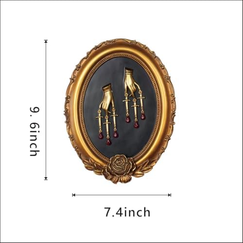 S-MANTIS Vintage Wall Sculpture,Antique Pediment,Hallway Wall Art,Hand Painted Flower Wall Decoration Accent Artworks for Indoor Kitchen Bedroom Living Room Office Outdoor Garden Patio Gothic (Gold Hand) - Image 3