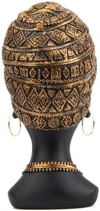 Smadeer African Statue for Home Decor, Women Bust Figurine Antique Gold - Image 3
