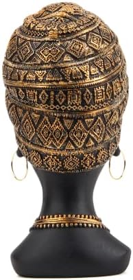Smadeer African Statue for Home Decor, Women Bust Figurine Antique Gold - Image 3