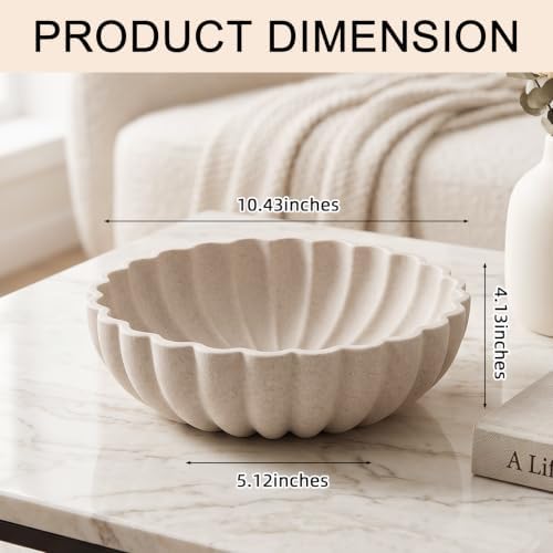 Large Decorative Fruit Bowl, Snack Candy Bowl, Flower Beige - Image 3
