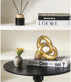 Geometric Round Sculpture Gold Knot Statue Decor Modern Tabletop Sculpture and Figurines Round Decorative Ornaments Knick Knacks Home Decor for Shelves Coffee Table Bookshelf Decoration Gifts - Image 2