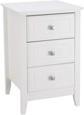 Bonnlo White Nightstand with 3 Drawers, Modern Night Stand by Bonnlo