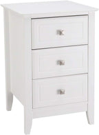 Bonnlo White Nightstand with 3 Drawers, Modern Night Stand by Bonnlo
