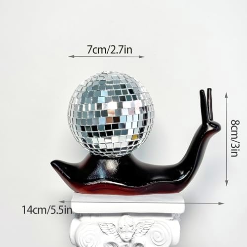 Black Disco Snail Decor, Disco Ball Funky Shelf Accent, Retro Home Decor - Image 2