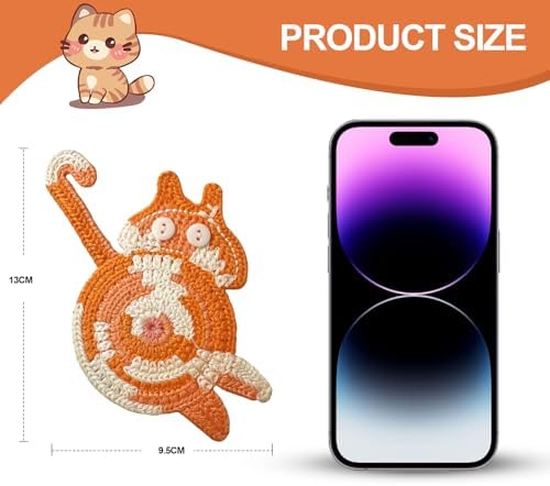 Drink Coaster, Woven Creative Coasters for Cat Lovers, Gag Gifts Cat Coffee Coaster for Desk Accessories Home Decor Tabletop Protection(Gray) - Image 5