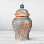 Creative Co-Op Decorative Ceramic Ginger Jar with Domed Lid, Light Blue - Image 6