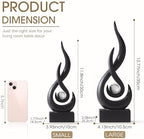 FJS Black Abstract Flame Sculpture for Living Room Coffee Table Decor - Image 3