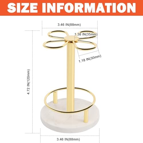 Toothbrush Holder Stand for Bathroom, Metal Toothbrush Organizer with Marble Base, Toothbrush Storage Collection for Family, Suitable for Home Hotel Countertop Vanity (Small, Gold) - Image 2