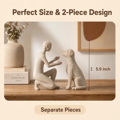 Adjustable Minimalist Dog and Human Resin Sculpture for Home Shelf Decor - Image 3