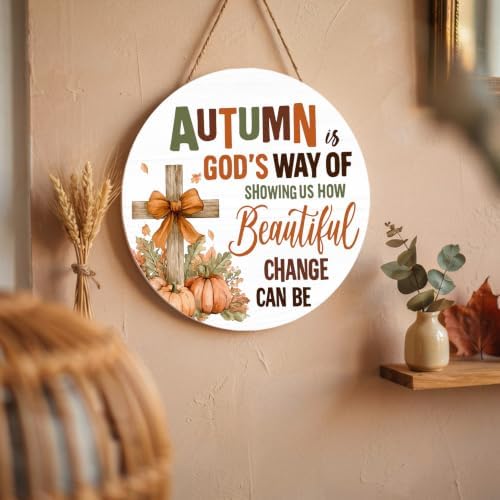 Fall Christian Decorations for Home, Fall Wooden Door Sign - Image 6